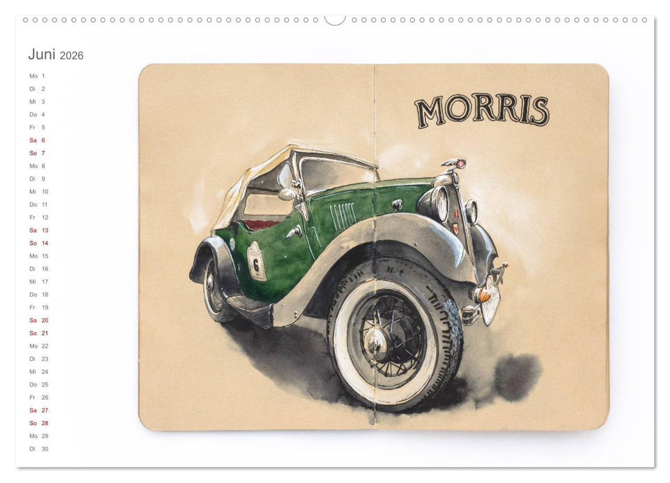 Classic Car Sketchbook (CALVENDO Wandkalender 2026)