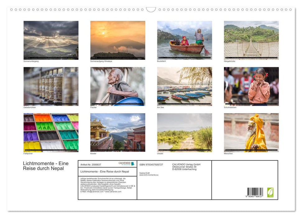 Lichtmomente - Eine Reise durch Nepal (CALVENDO Wandkalender 2026)
