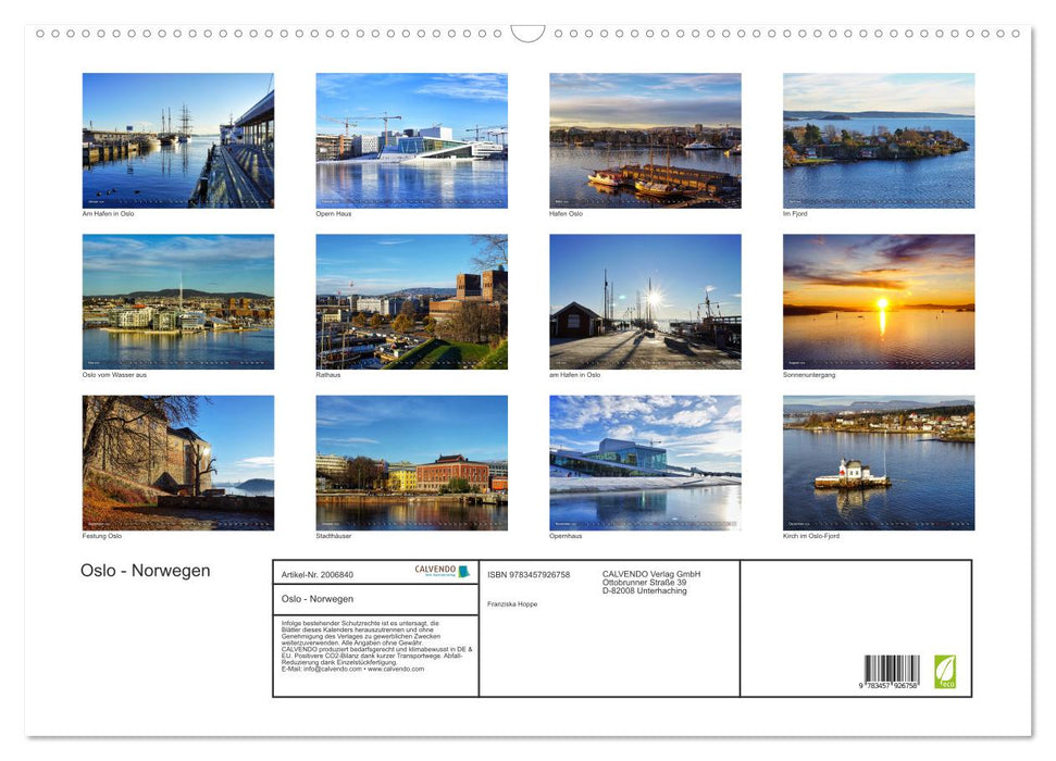 Oslo - Norwegen (CALVENDO Wandkalender 2026)