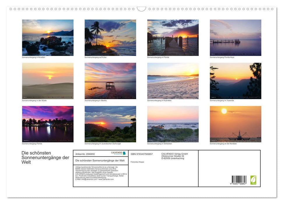 Die schönsten Sonnenuntergänge der Welt (CALVENDO Wandkalender 2026)