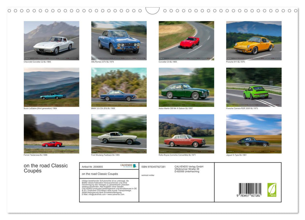on the road Classic Coupés (CALVENDO Wandkalender 2026)