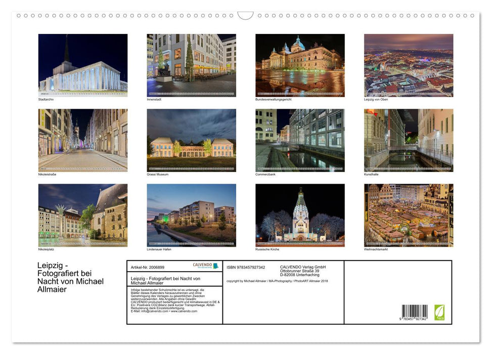 Leipzig - Fotografiert bei Nacht von Michael Allmaier (CALVENDO Wandkalender 2026)