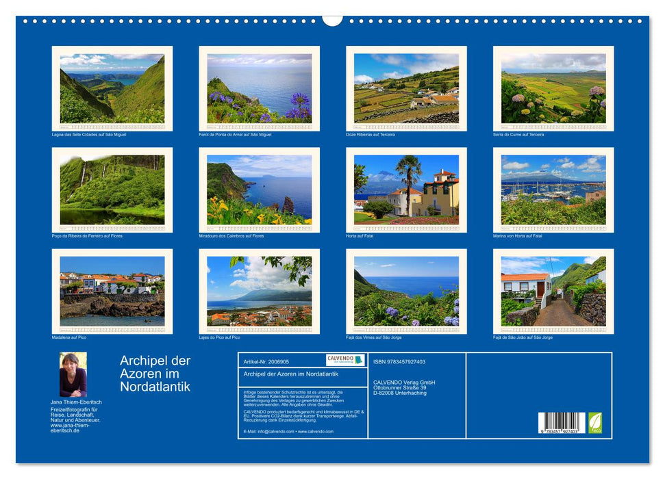Archipel der Azoren im Nordatlantik (CALVENDO Wandkalender 2026)