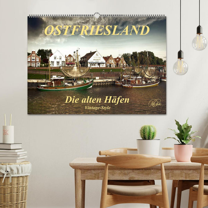 Ostfriesland - die alten Häfen, Vintage-Style (CALVENDO Wandkalender 2026)