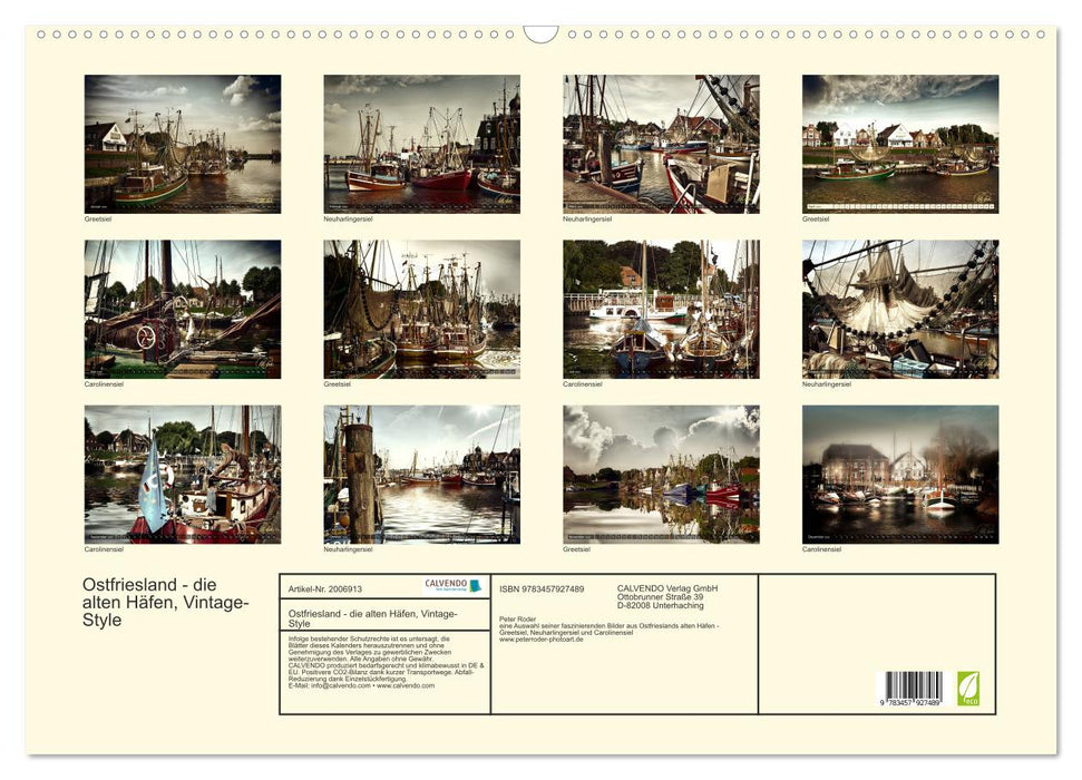 Ostfriesland - die alten Häfen, Vintage-Style (CALVENDO Wandkalender 2026)