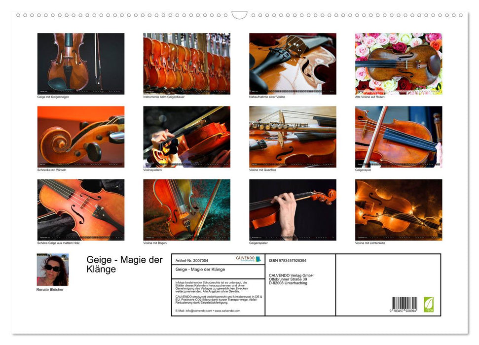Geige - Magie der Klänge (CALVENDO Wandkalender 2026)