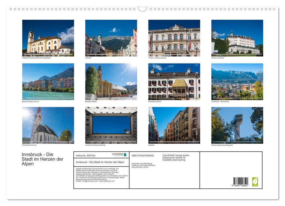 Innsbruck - Die Stadt im Herzen der Alpen (CALVENDO Wandkalender 2026)
