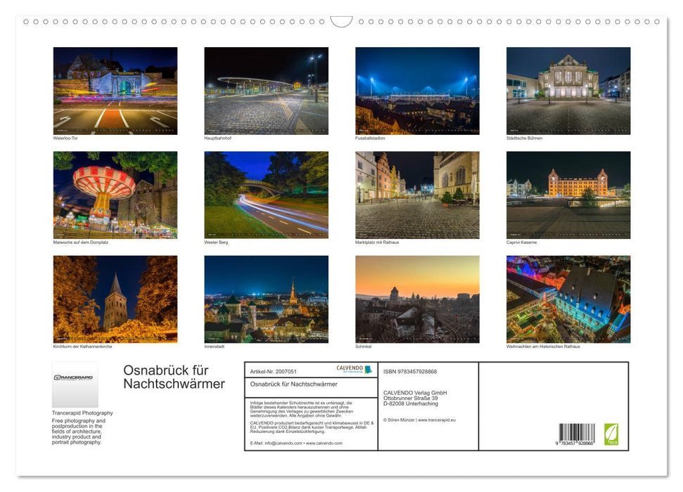 Osnabrück für Nachtschwärmer (CALVENDO Wandkalender 2026)