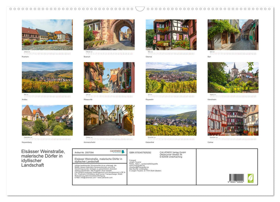 Elsässer Weinstraße, malerische Dörfer in idyllischer Landschaft (CALVENDO Wandkalender 2026)