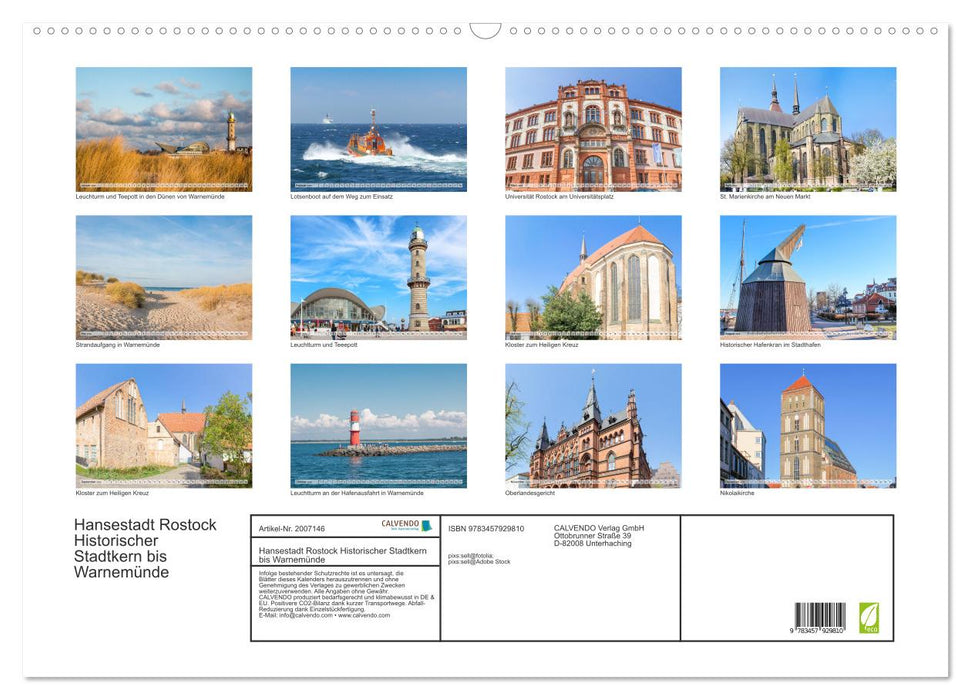 Hansestadt Rostock Historischer Stadtkern bis Warnemünde (CALVENDO Wandkalender 2026)