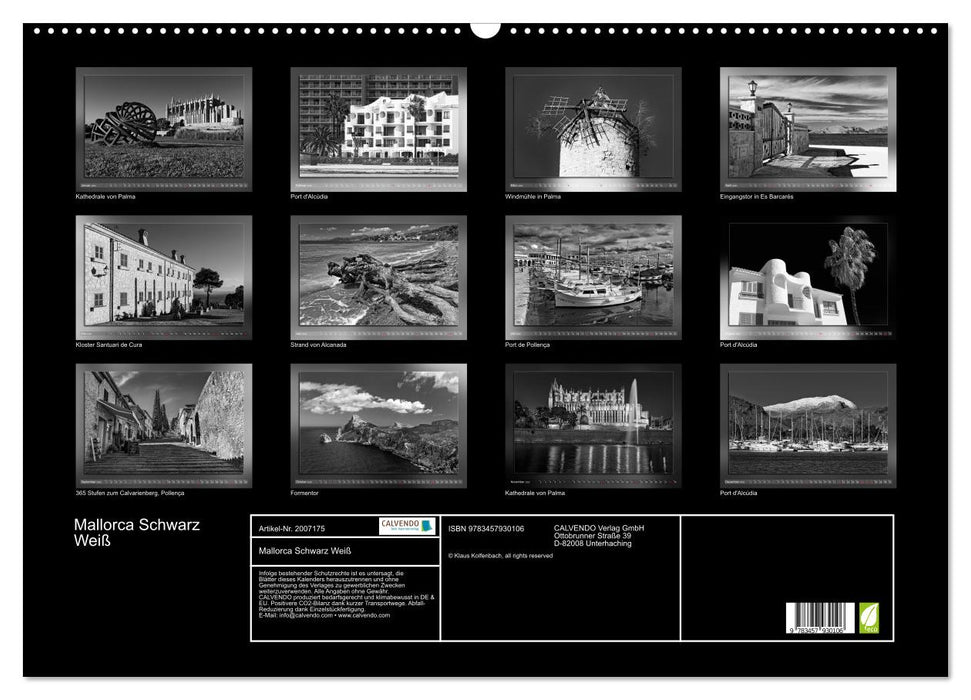 Mallorca Schwarz Weiß (CALVENDO Wandkalender 2026)