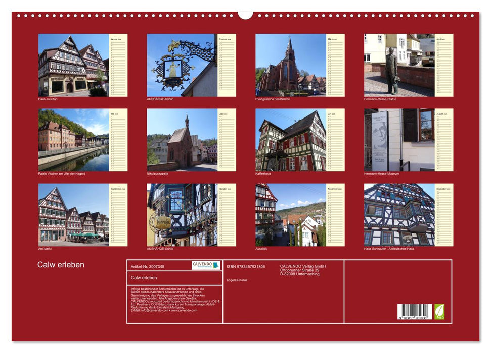 Calw erleben (CALVENDO Wandkalender 2026)