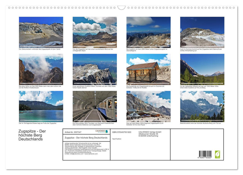 Zugspitze - Der höchste Berg Deutschlands (CALVENDO Wandkalender 2026)