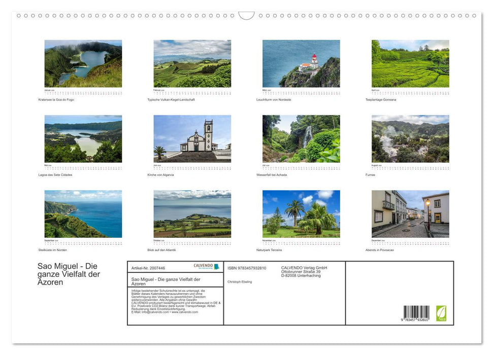 Sao Miguel - Die ganze Vielfalt der Azoren (CALVENDO Wandkalender 2026)