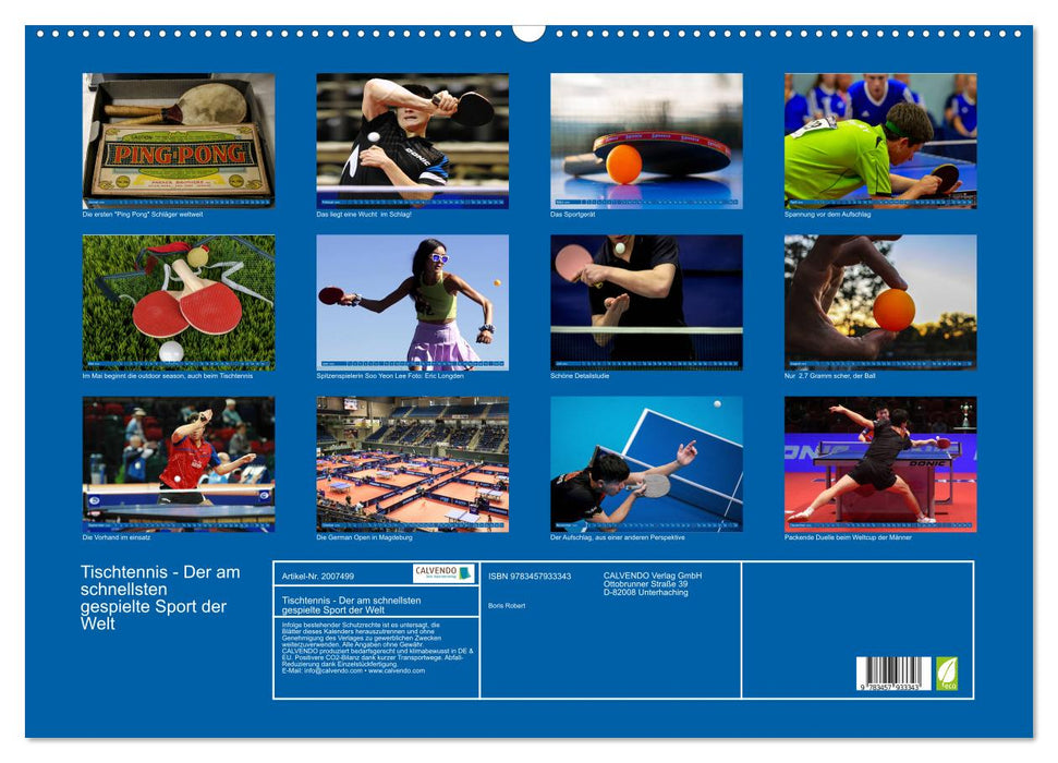 Tischtennis - Der am schnellsten gespielte Sport der Welt (CALVENDO Wandkalender 2026)
