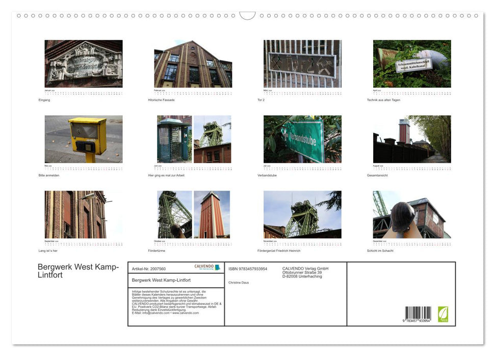 Bergwerk West Kamp-Lintfort (CALVENDO Wandkalender 2026)