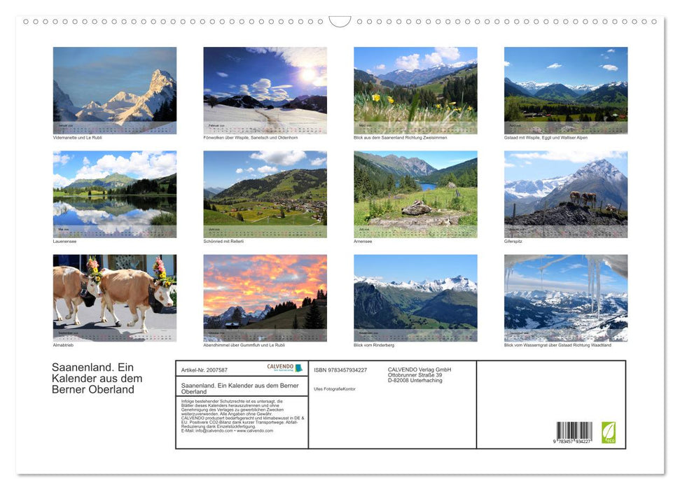 Saanenland. Ein Kalender aus dem Berner Oberland (CALVENDO Wandkalender 2026)