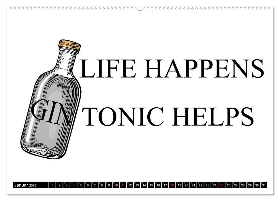 Gin & Tonic Die Besten Sprüche und Wortspiele (CALVENDO Wandkalender 2026)