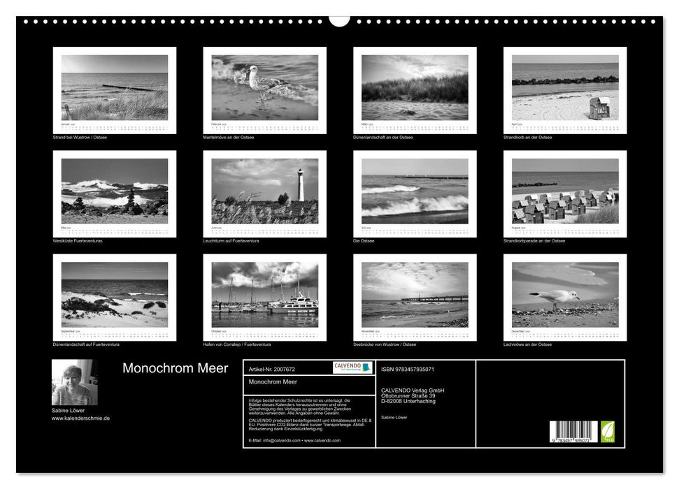 Monochrom Meer (CALVENDO Wandkalender 2026)