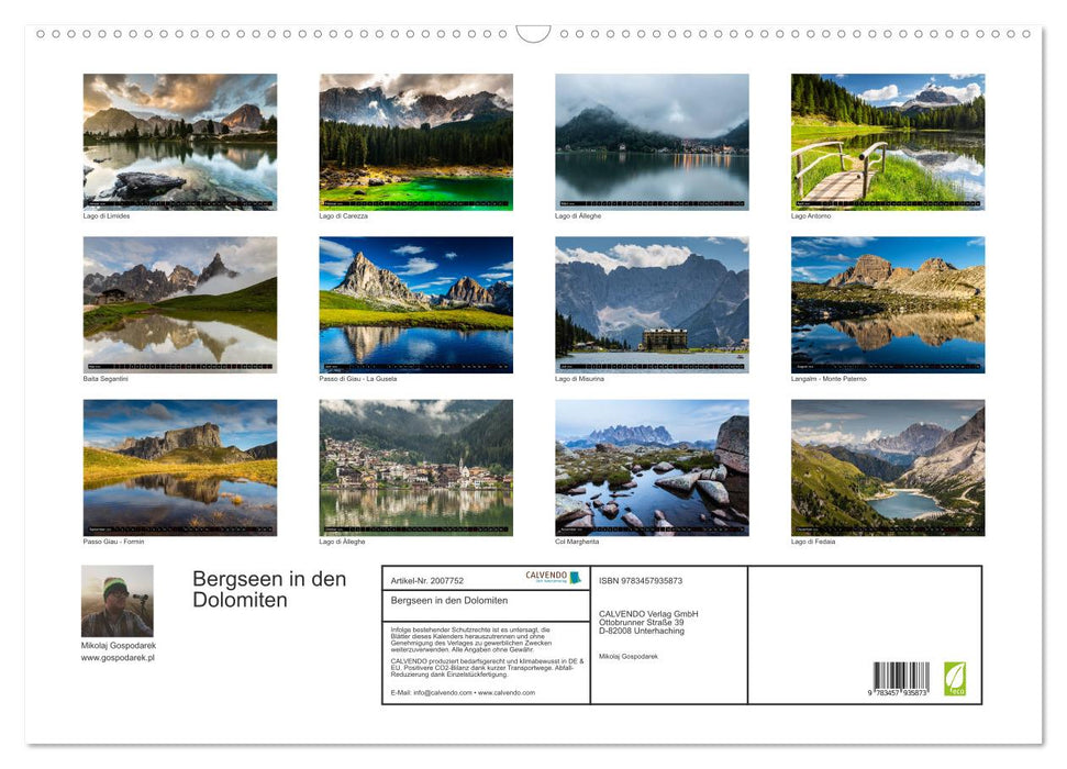 Bergseen in den Dolomiten (CALVENDO Wandkalender 2026)