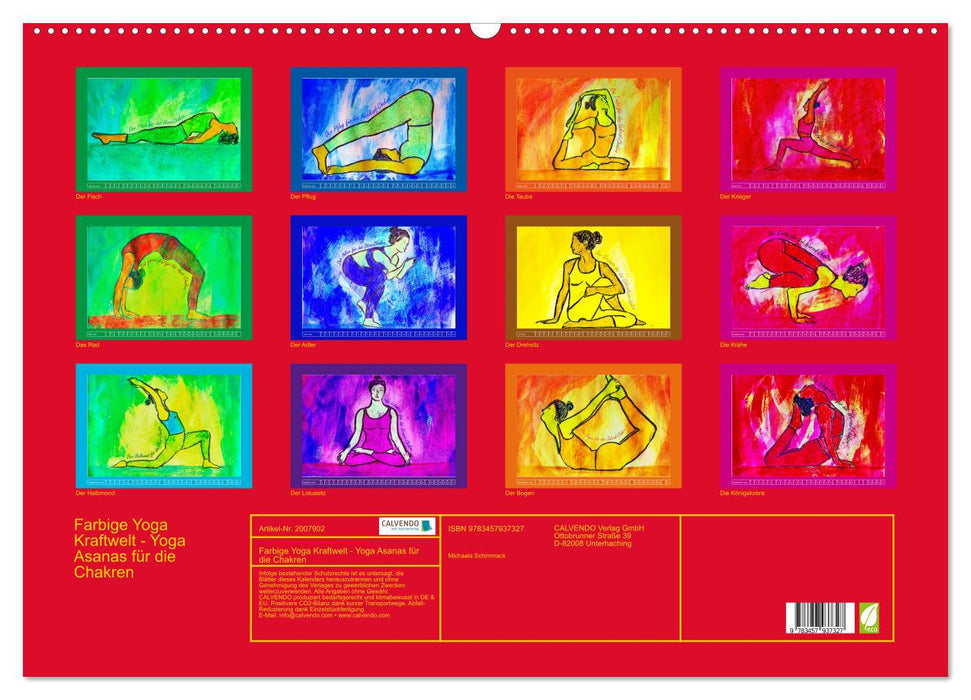 Farbige Yoga Kraftwelt - Yoga Asanas für die Chakren (CALVENDO Wandkalender 2026)