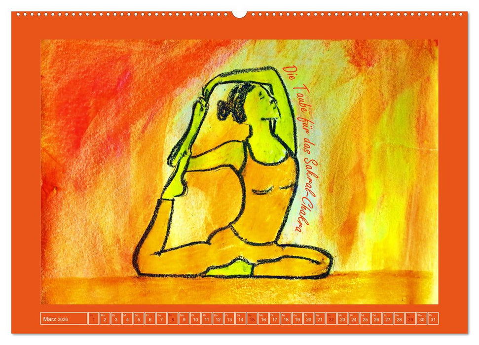 Farbige Yoga Kraftwelt - Yoga Asanas für die Chakren (CALVENDO Wandkalender 2026)