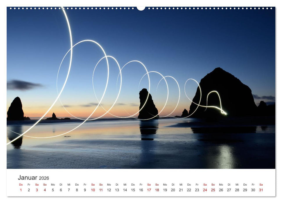 Lightpainting - Malen mit Licht und Zeit (CALVENDO Wandkalender 2026)