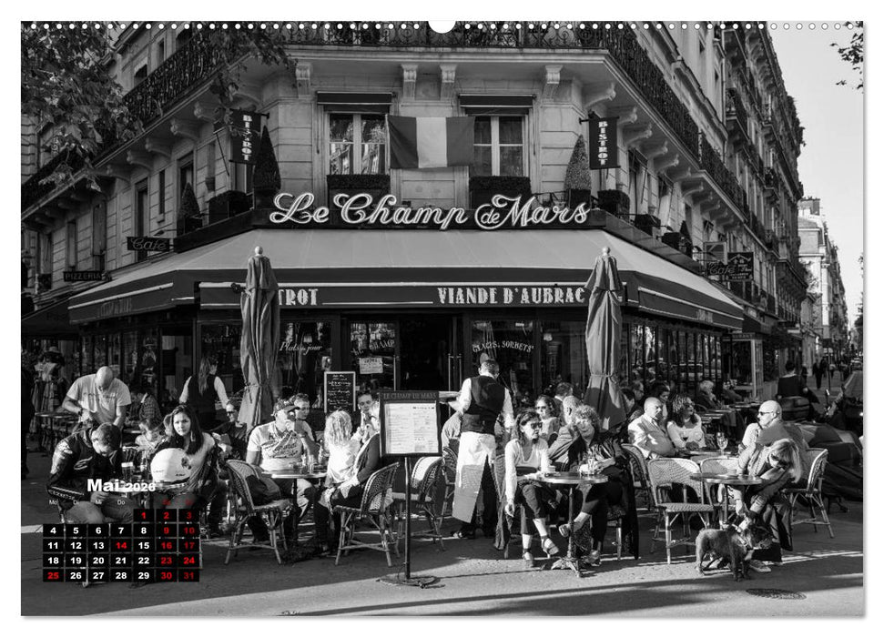 Paris-Impressionen in Schwarz-Weiß (CALVENDO Wandkalender 2026)