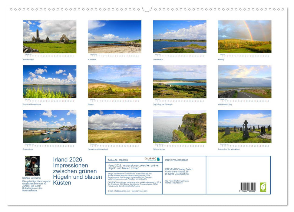 Irland 2026. Impressionen zwischen grünen Hügeln und blauen Küsten (CALVENDO Wandkalender 2026)