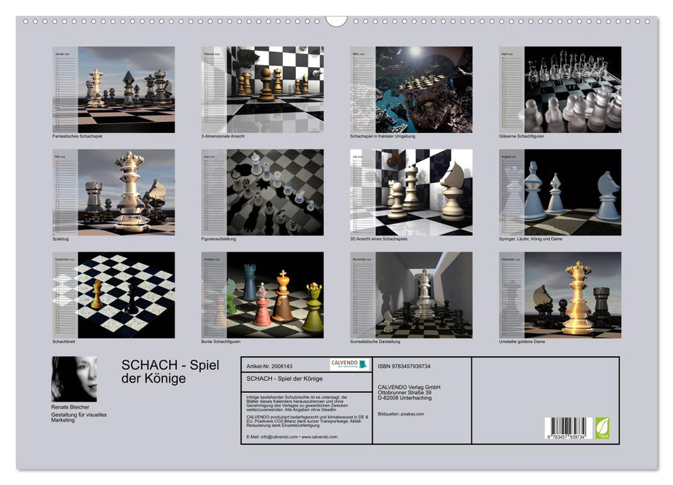 SCHACH - Spiel der Könige (CALVENDO Wandkalender 2026)