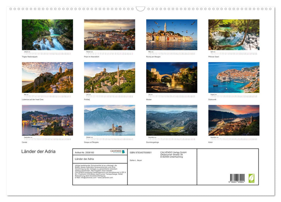 Länder der Adria (CALVENDO Wandkalender 2026)