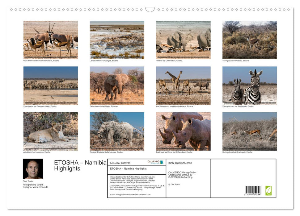 ETOSHA – Namibia Highlights (CALVENDO Wandkalender 2026)