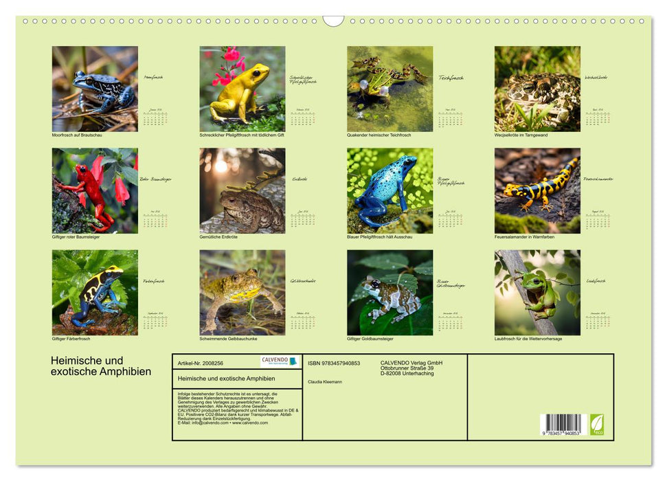 Heimische und exotische Amphibien (CALVENDO Wandkalender 2026)