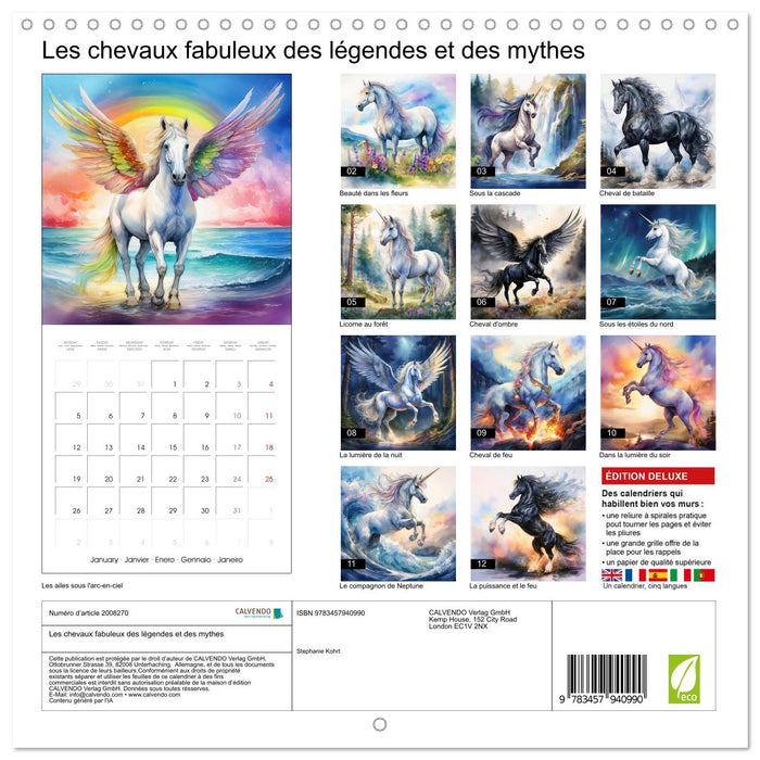Les chevaux fabuleux des légendes et des mythes (CALVENDO Calendrier mensuel 2026)