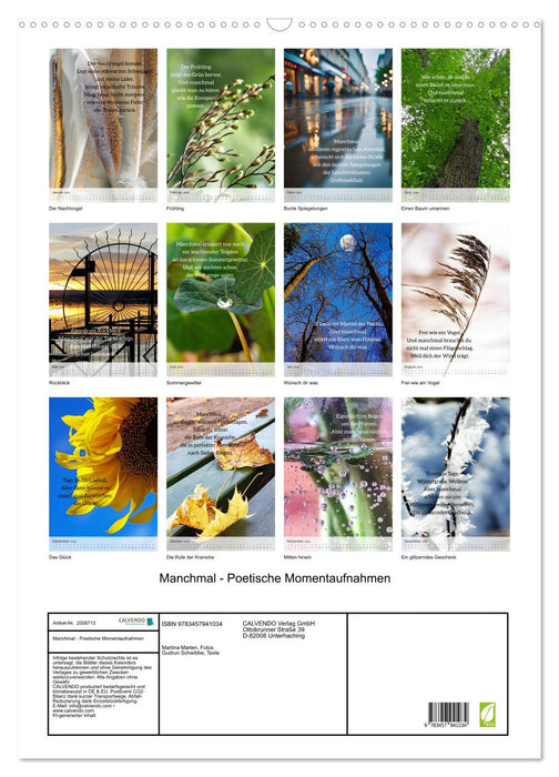 Manchmal - Poetische Momentaufnahmen (CALVENDO Wandkalender 2026)