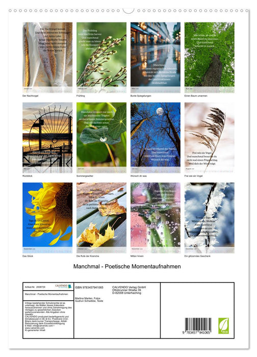 Manchmal - Poetische Momentaufnahmen (CALVENDO Premium Wandkalender 2026)