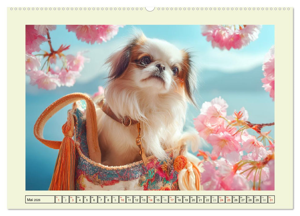 Edle Japan Chins. Zarte Herzen aus Fernost (CALVENDO Premium Wandkalender 2026)