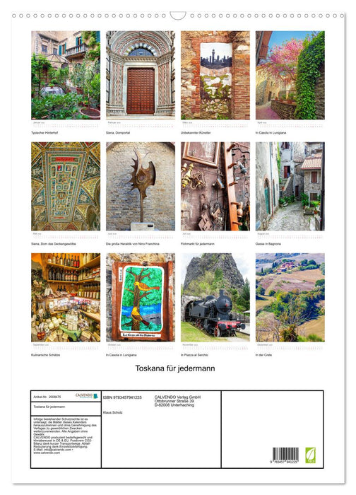 Toskana für jedermann (CALVENDO Wandkalender 2026)