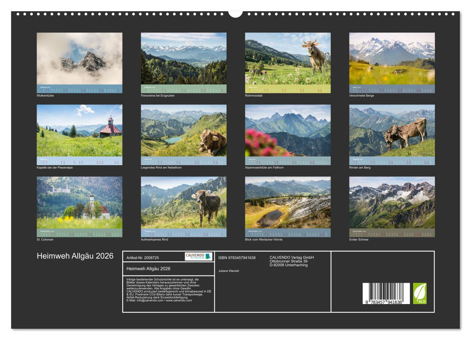 Heimweh Allgäu 2026 (CALVENDO Premium Wandkalender 2026)