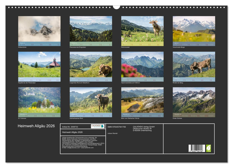 Heimweh Allgäu 2026 (CALVENDO Wandkalender 2026)