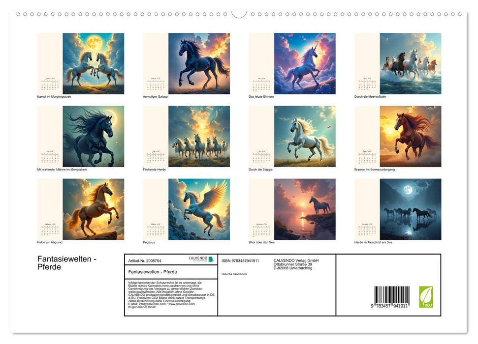 Fantasiewelten - Pferde (CALVENDO Premium Wandkalender 2026)