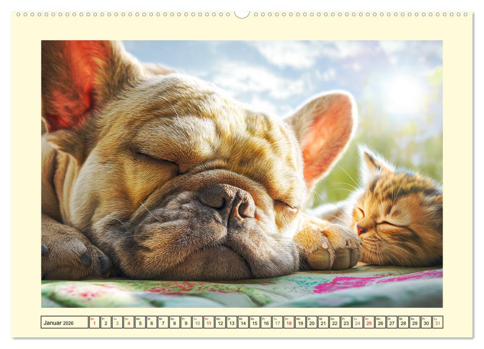 Fledermaus Alarm. Französiche Bulldoggen in der Natur (CALVENDO Wandkalender 2026)