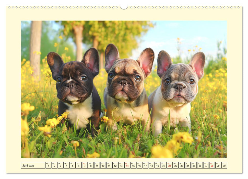 Fledermaus Alarm. Französiche Bulldoggen in der Natur (CALVENDO Wandkalender 2026)