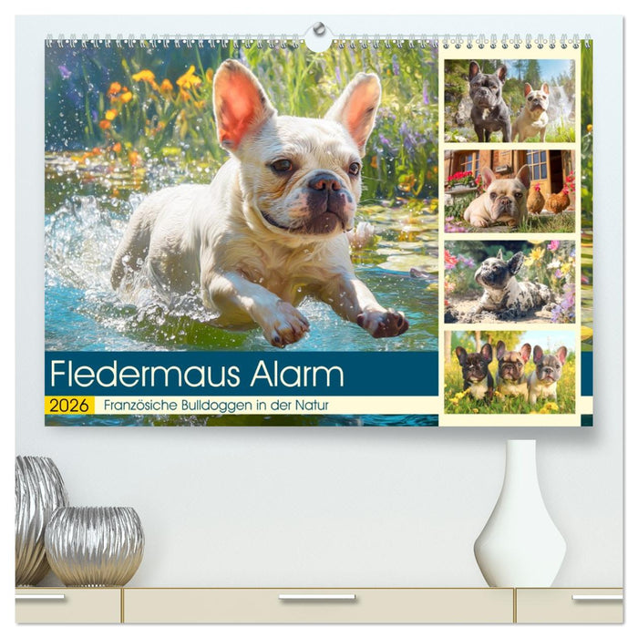 Fledermaus Alarm. Französiche Bulldoggen in der Natur (CALVENDO Premium Wandkalender 2026)