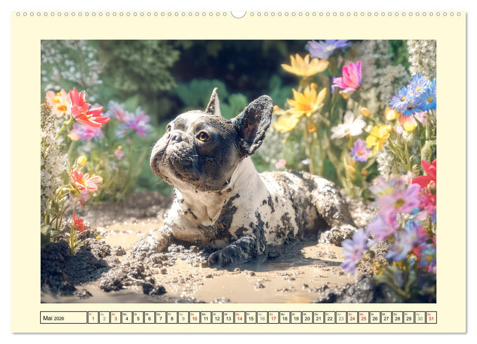 Fledermaus Alarm. Französiche Bulldoggen in der Natur (CALVENDO Premium Wandkalender 2026)