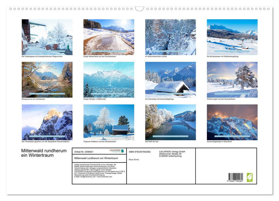 Mittenwald rundherum ein Wintertraum (CALVENDO Wandkalender 2026)