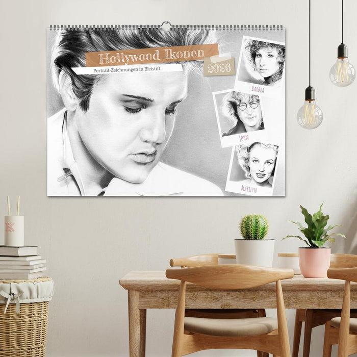Hollywood Ikonen in Bleistift (CALVENDO Wandkalender 2026)