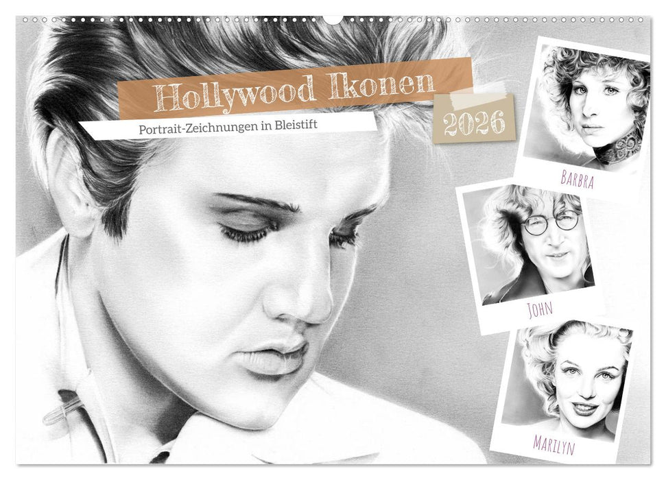 Hollywood Ikonen in Bleistift (CALVENDO Wandkalender 2026)