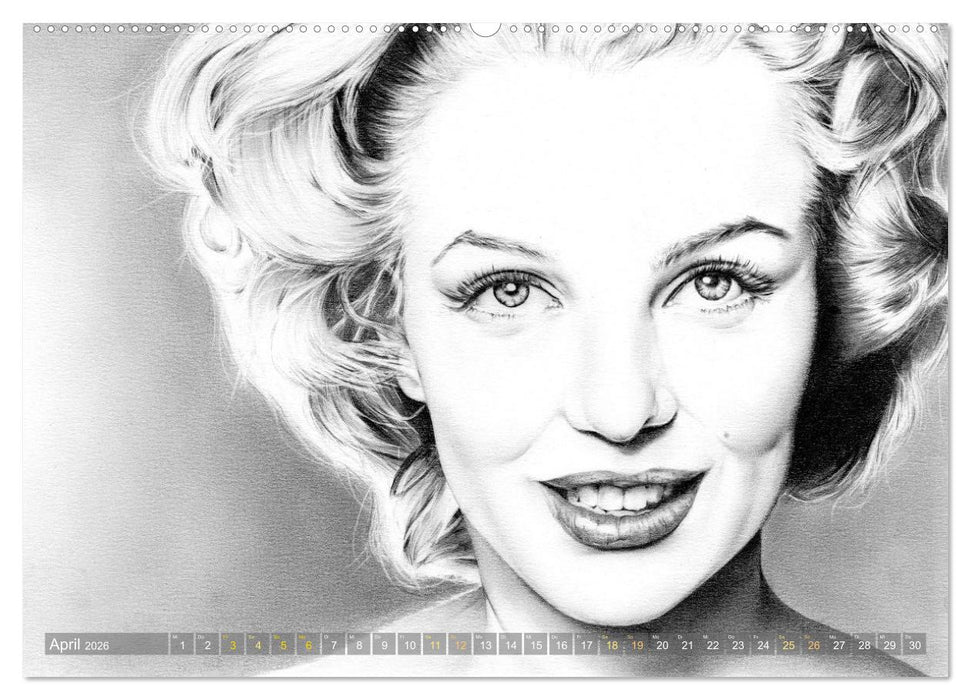 Hollywood Ikonen in Bleistift (CALVENDO Wandkalender 2026)