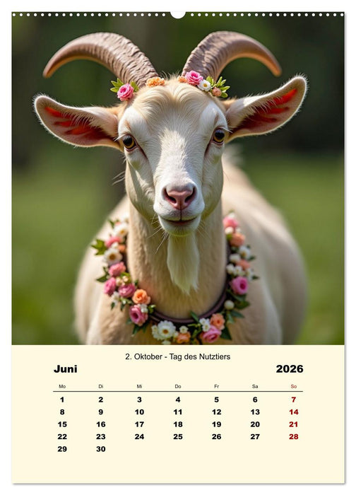 Blumenbekränzte Haustiere zu ihrem Feiertag (CALVENDO Wandkalender 2026)